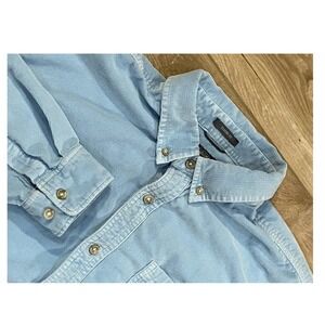 Eddie Bauer Mens XL VIntage Retro Light Blue Corduroy Button Down Shirt Classic